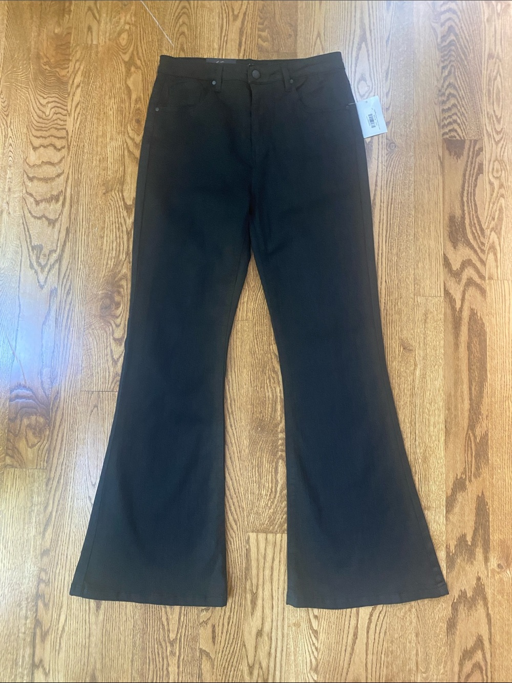 NWT Risen Los Angeles black coated flare leg jeans size 13/31